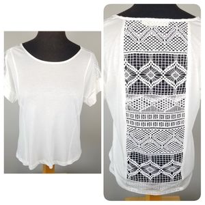 Off white / ivory lace panel short sleeve tee